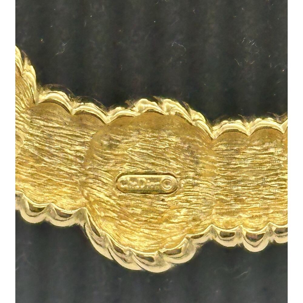 Vintage Christian Dior Earrings & Necklace Set W/ Faux Cabachon Pearl Gold Tone - Picture 9 of 15